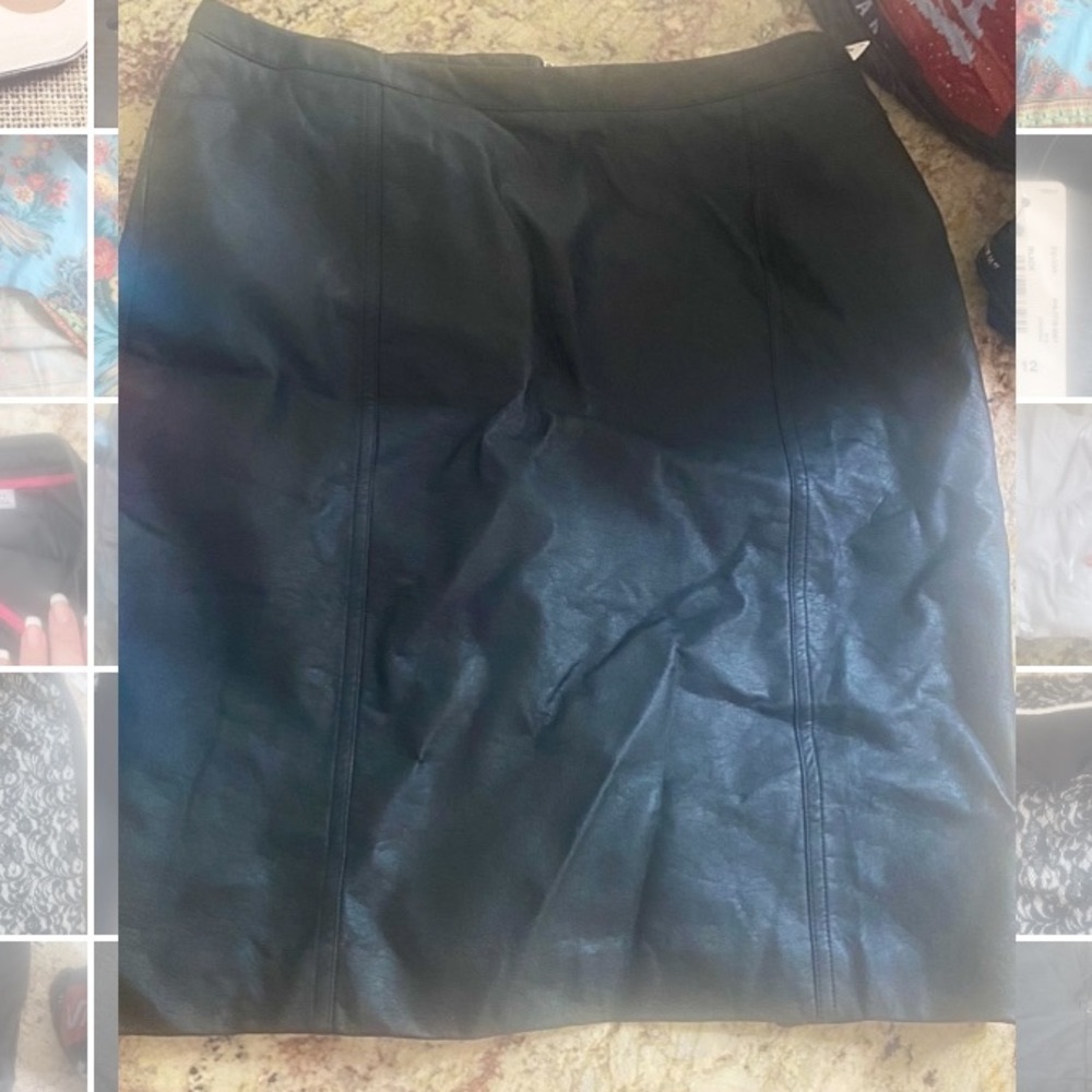 Faux Leather Skirt with small slit on the back.